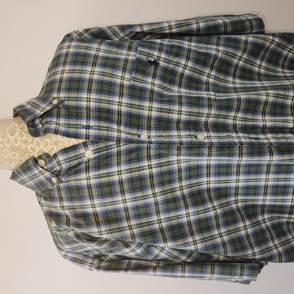 Ralph Lauren Men's Green 100% Cotton Short Sleeve Button Down Blare Shirt Size S - Picture 2 of 14